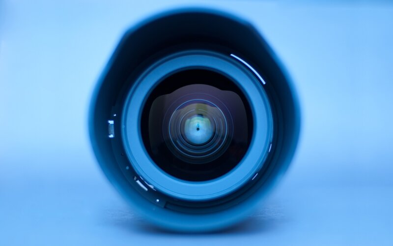 Camera Lens — Blue, Calm, Photograph, Blue Light