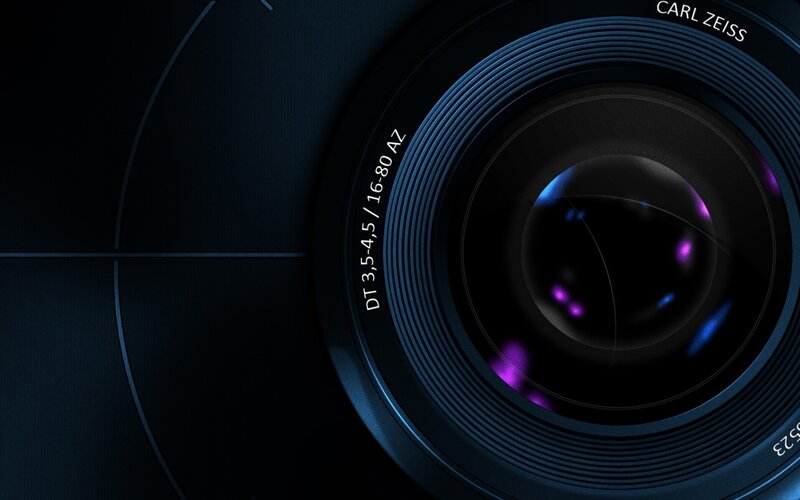 Camera Lens Close-up — Black, Dramatic, Photograph, Text, Reflection