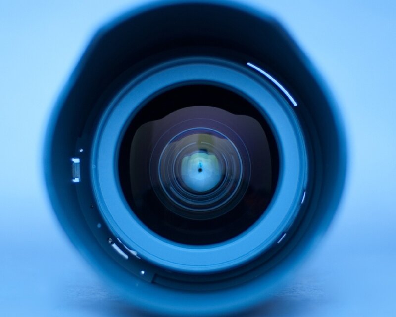 Camera Lens Close-up — Blue, Calm, Photograph