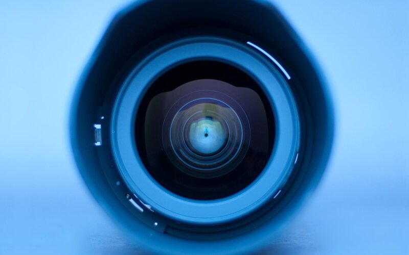 Camera Lens Close-up — Blue