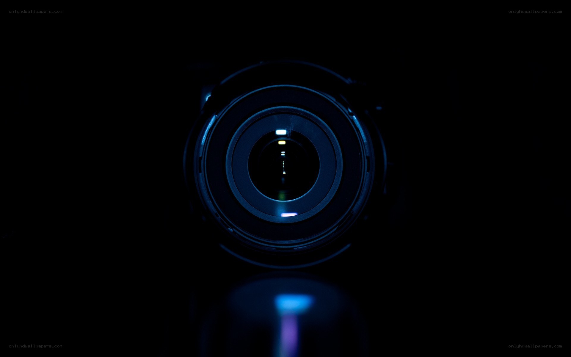 camera lens in dark room