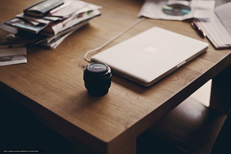 Camera Lens on Desk — Brown
