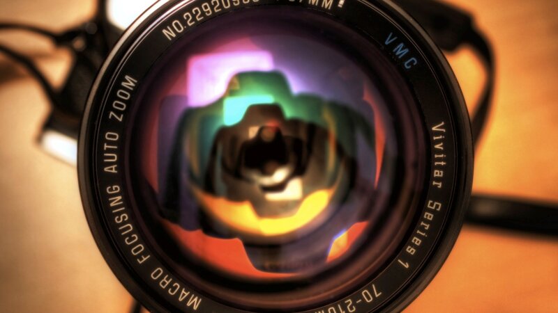 Camera Lens Reflection — Black, Dramatic