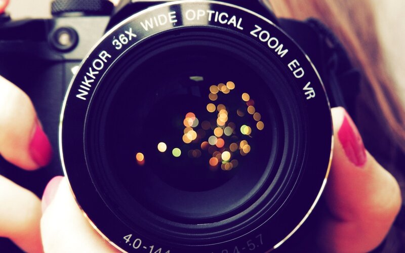 Camera Lens with Bokeh Lights — Black, Calm, Night