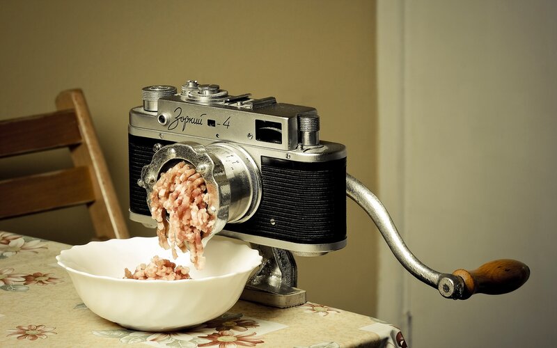 Camera Meat Grinder — Brown, Dramatic