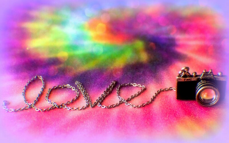 Camera Necklace on Colorful Surface