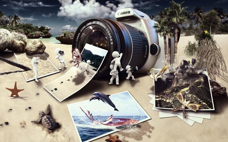 Camera on a tropical beach