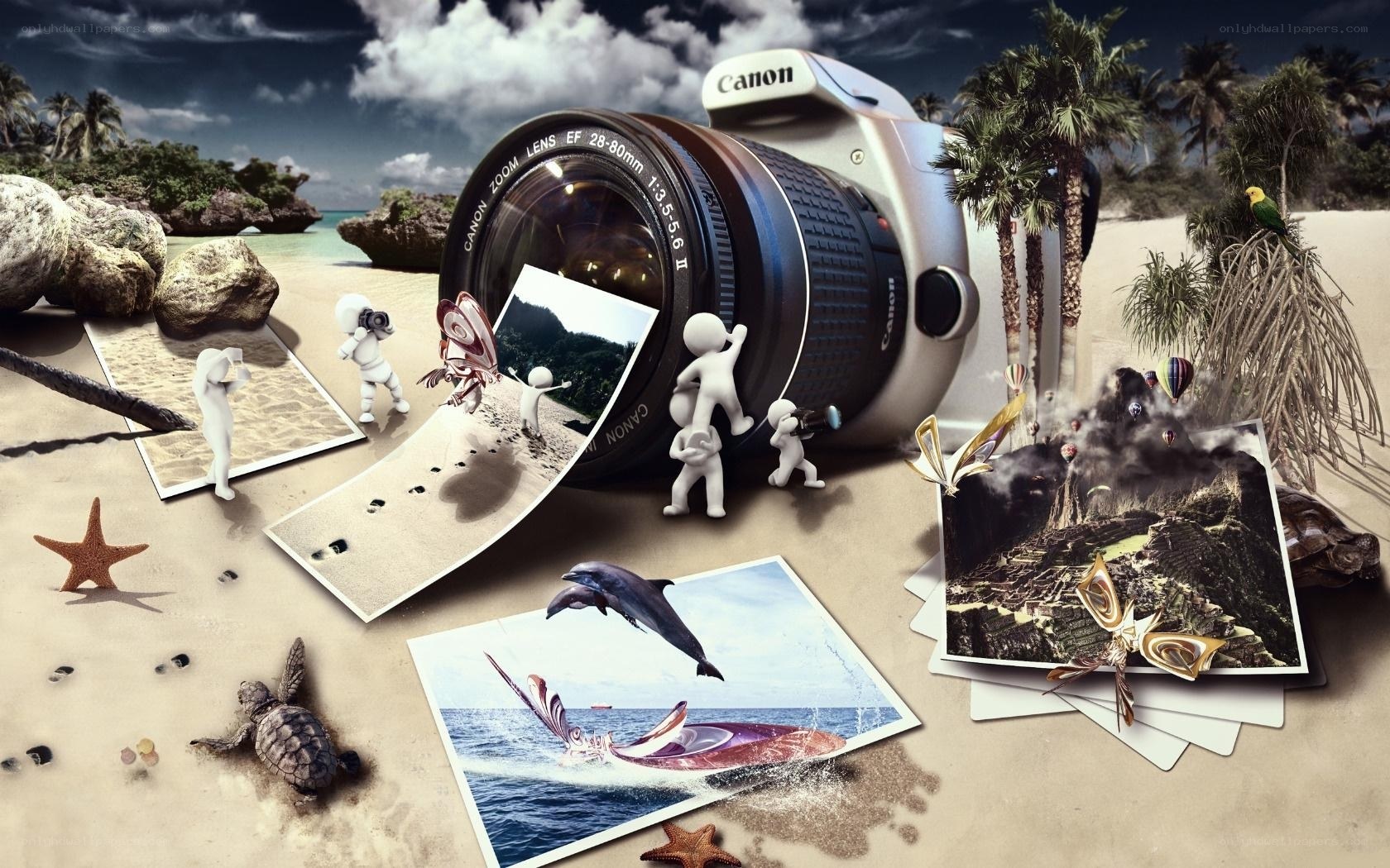 Camera on a tropical beach