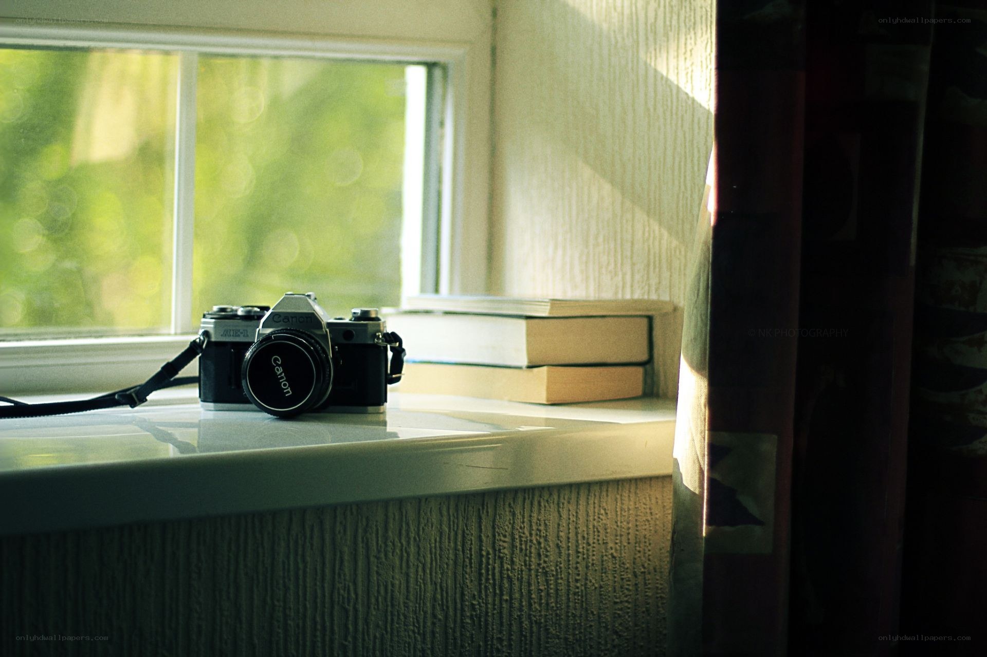 Camera on a windowsill