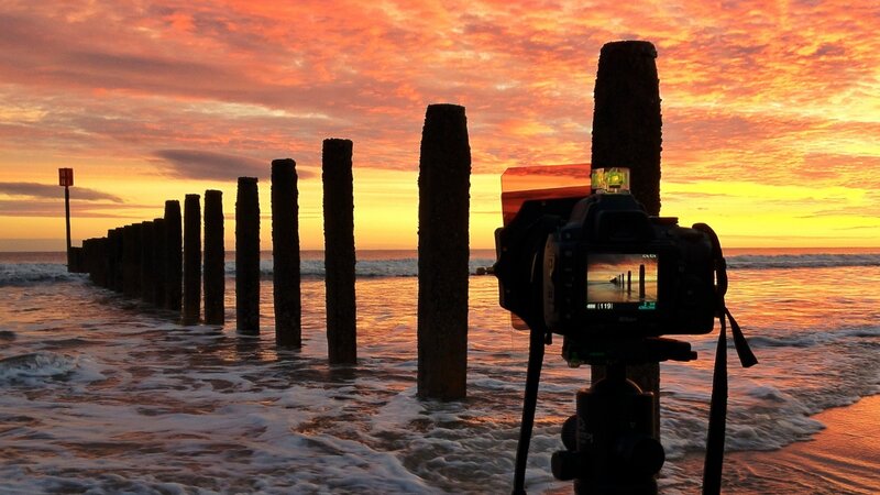 Camera on Tripod at Sunset