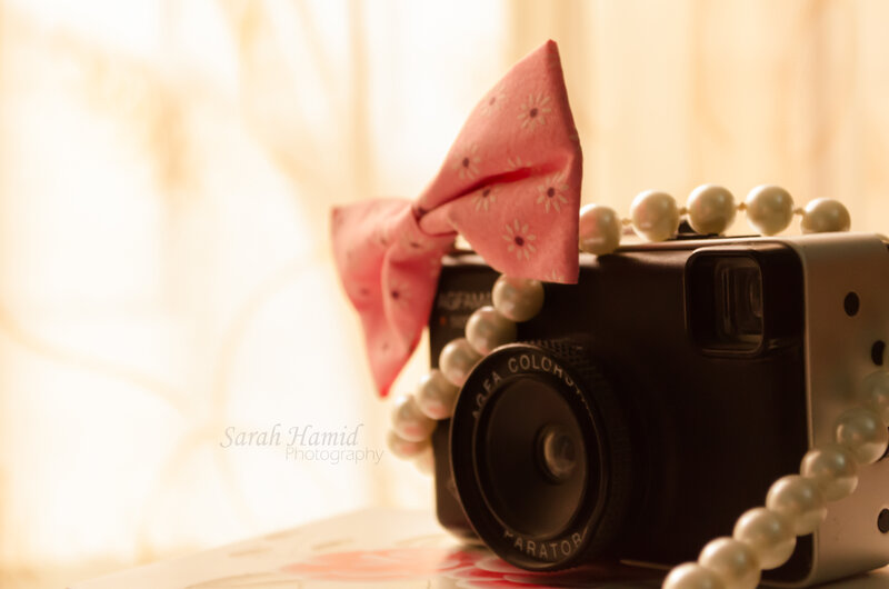 Camera with Bow and Pearls