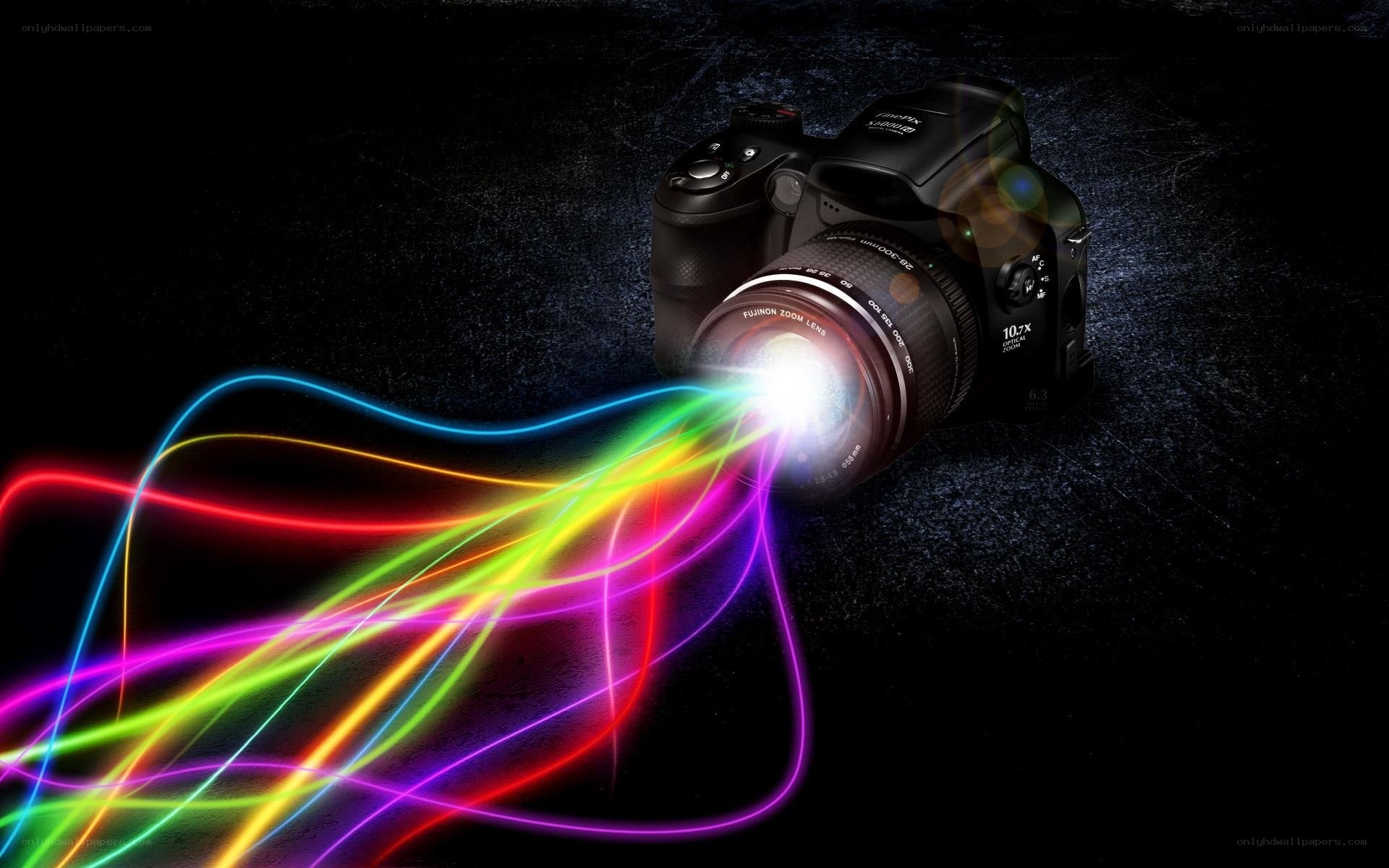 Camera with colorful light trails