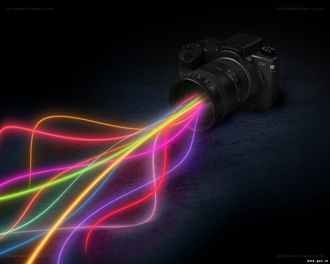 Camera with colorful light trails
