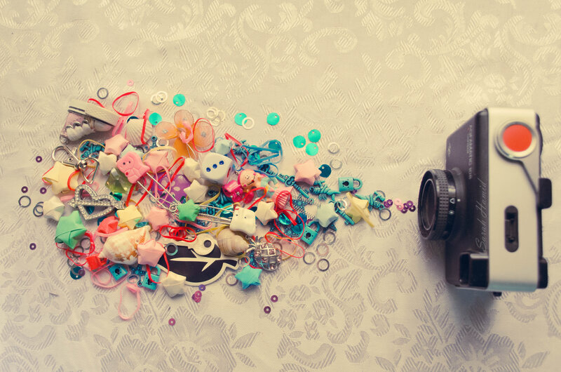 Camera with Craft Supplies
