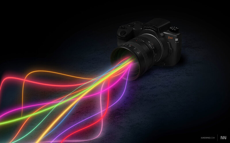 Camera with Light Trails — Black, Dramatic, Night