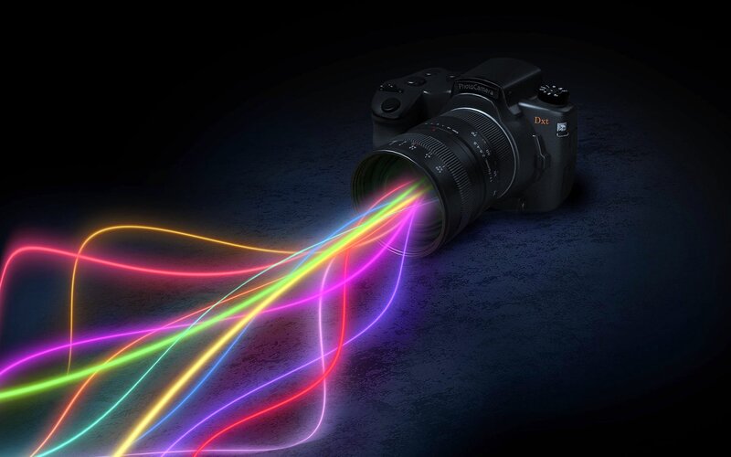 Camera with Light Trails — Black, Dramatic