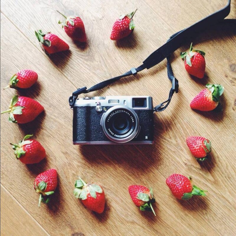 Camera with Strawberries