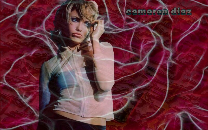Cameron Diaz portrait with abstract background