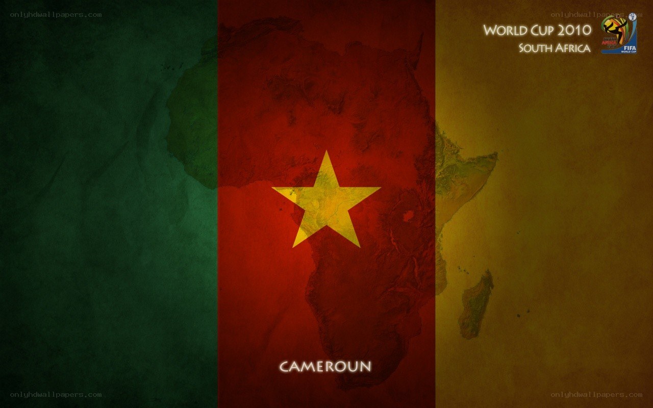 Cameroon flag with Africa map