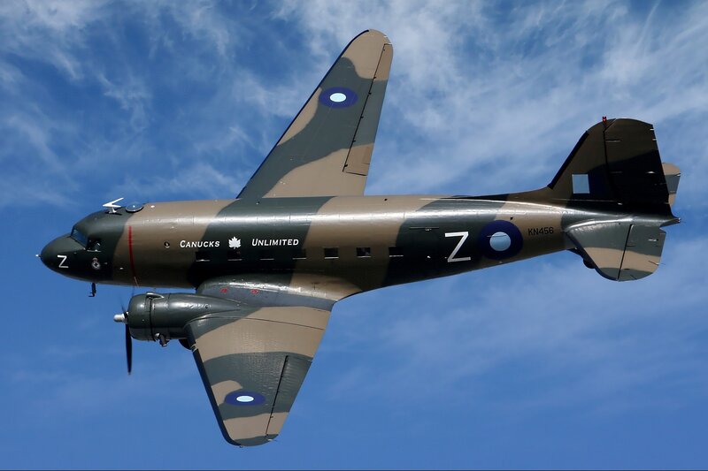 Camouflage Airplane in Flight