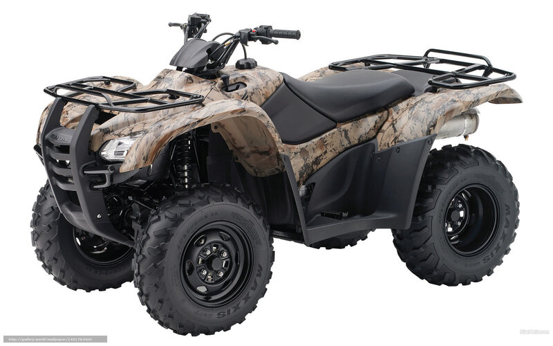 Camouflage ATV — Brown, Neutral, Photograph, Black Seat, Front Rack, Rear Rack