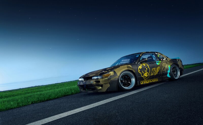 Camouflage Car on Road — Black