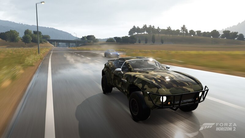 Camouflage Car on Road — Green, Dynamic