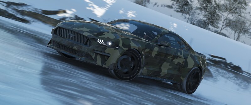 Camouflage Car on Snow