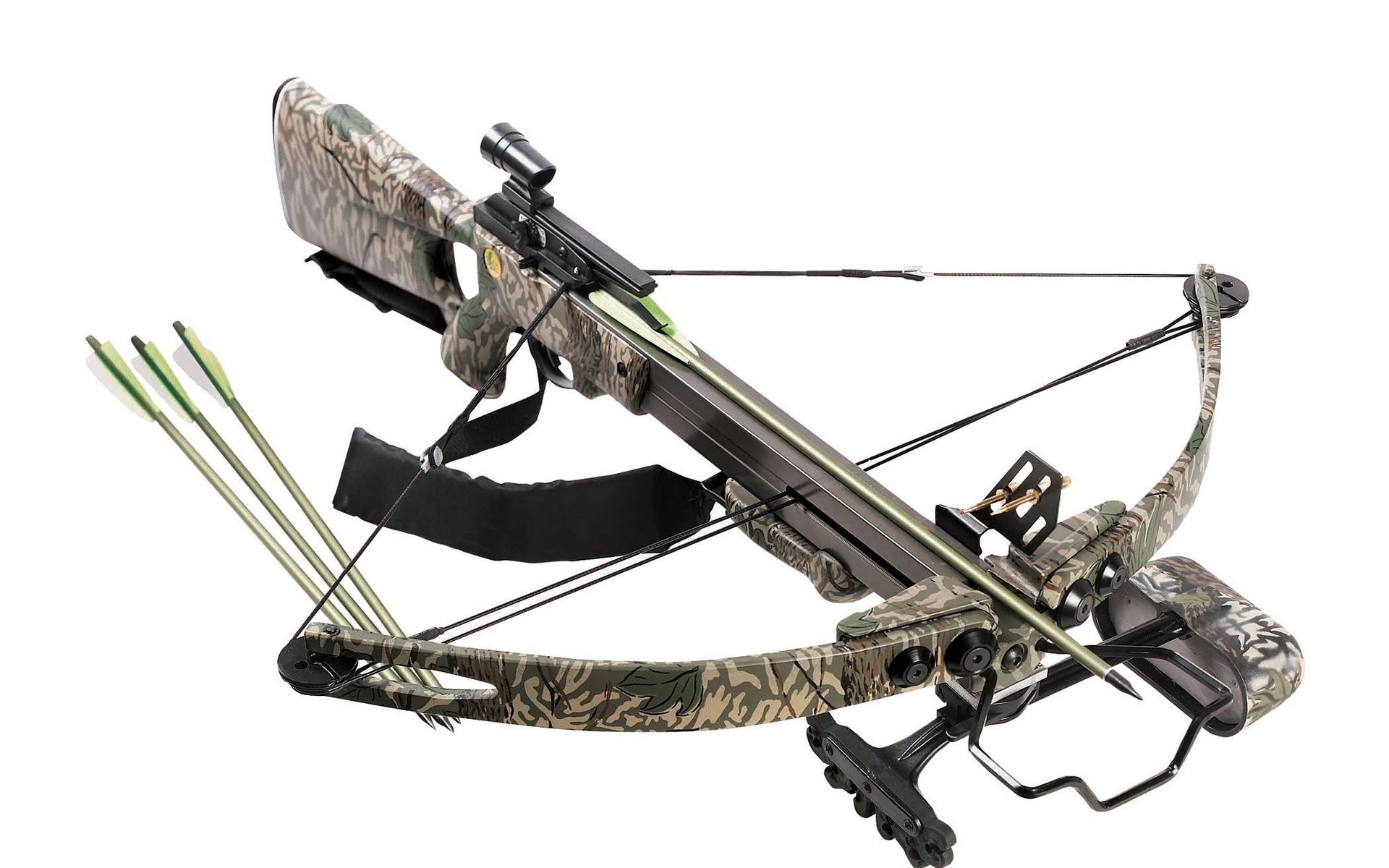 camouflage crossbow with arrows
