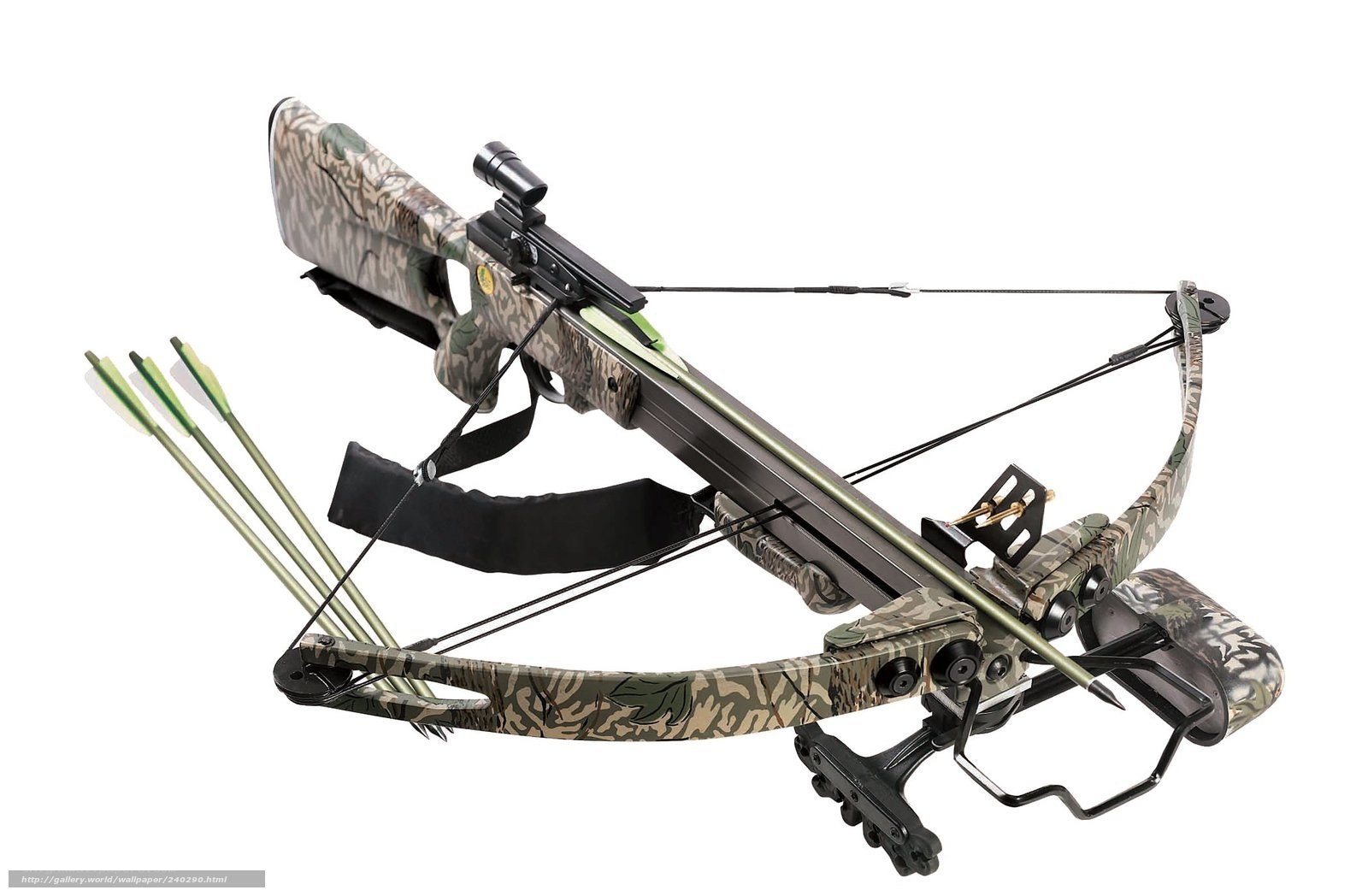 camouflage crossbow with arrows