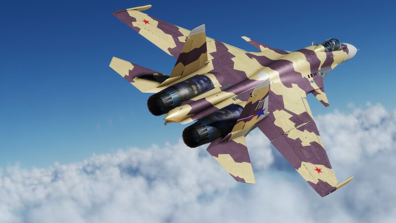 Camouflage Fighter Jet — Blue, Dynamic, Afternoon, 3d Render