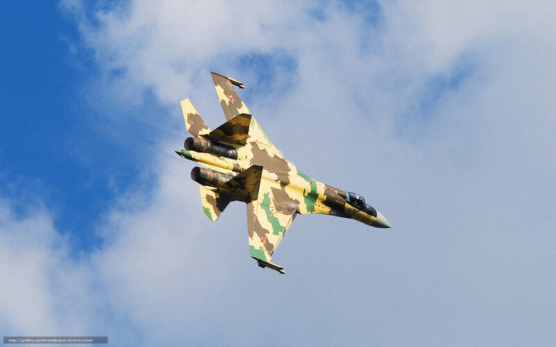 Camouflage Fighter Jet — Blue, Dynamic, Afternoon, Photograph, Sky