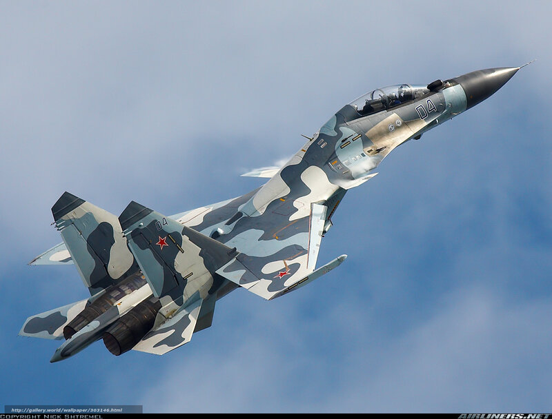 Camouflage Fighter Jet — Blue, Dynamic, Photograph, Sky