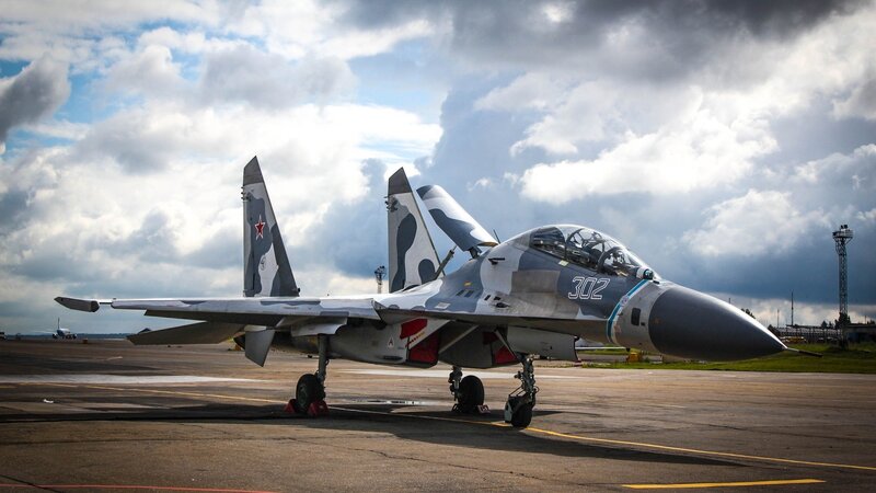 Camouflage Fighter Jet — Gray, Dramatic