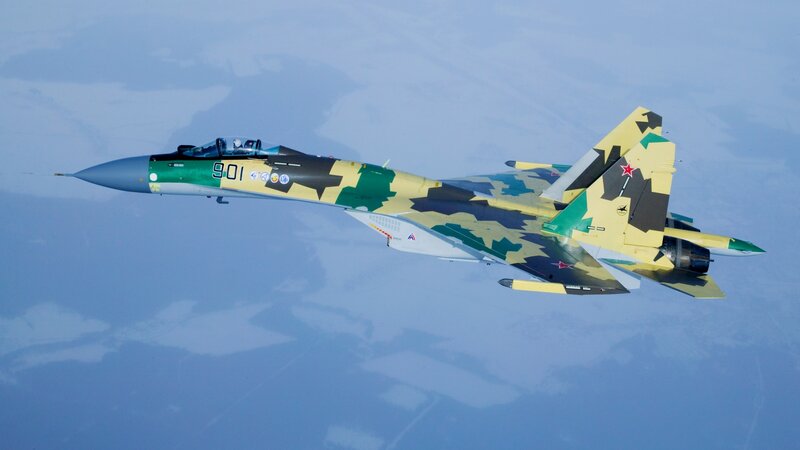 Camouflage Fighter Jet — Green, Aerial
