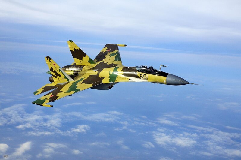 Camouflage Fighter Jet — Yellow, Dynamic, Afternoon