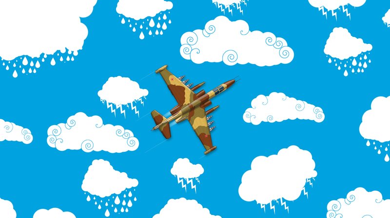 Camouflage Jet in Sky
