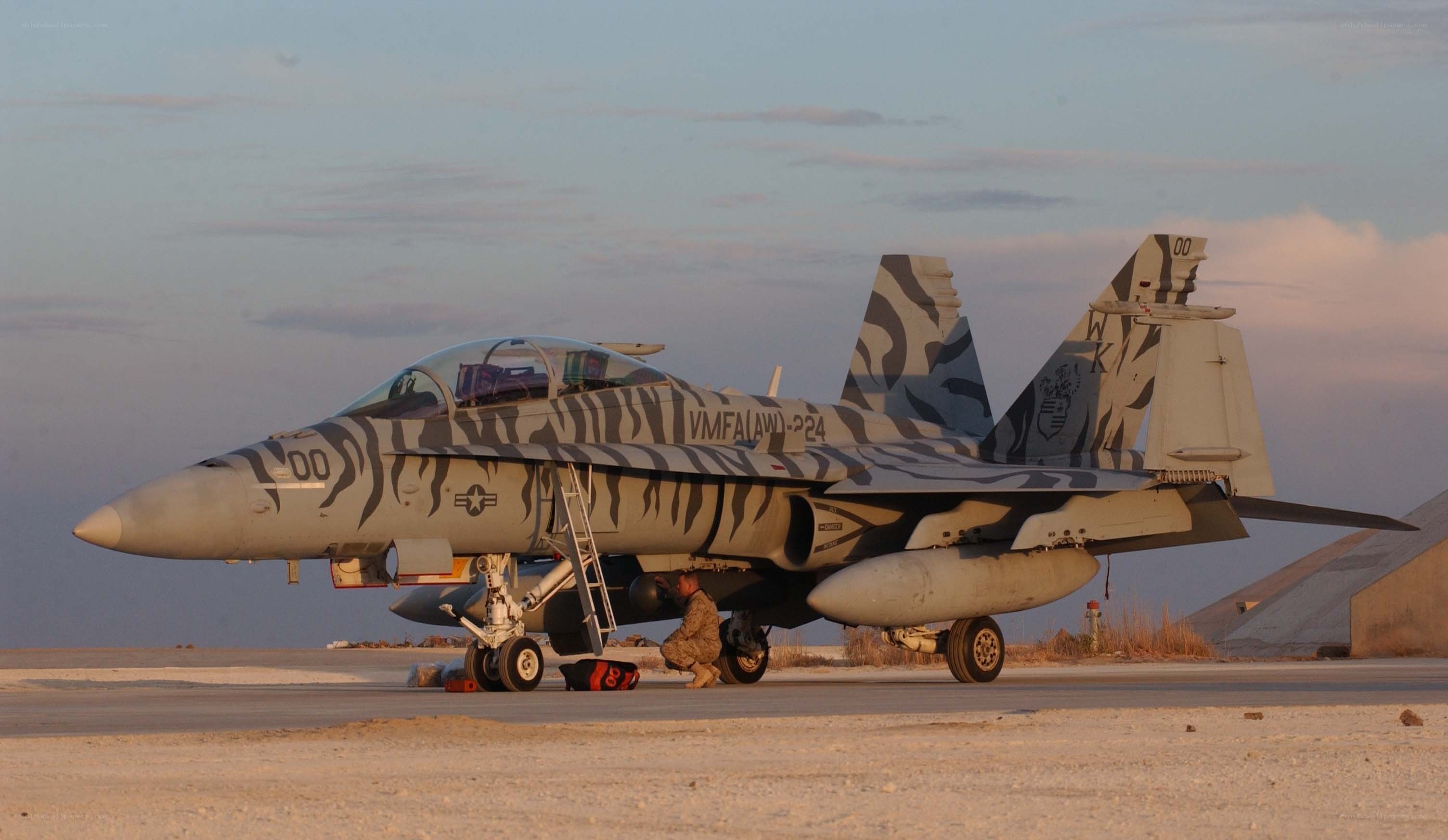 camouflage jet on tarmac