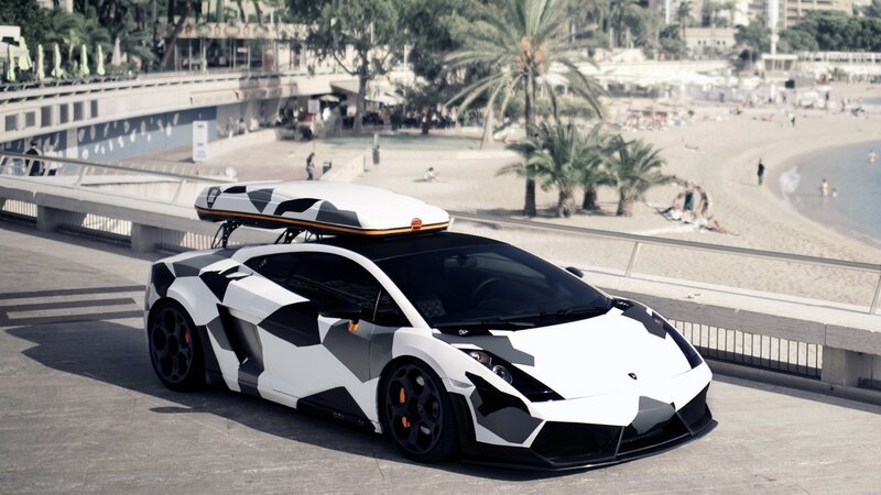 Camouflage Lamborghini — White, Calm, Afternoon