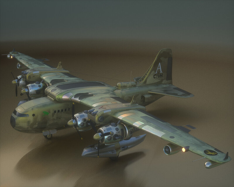 camouflage military transport plane