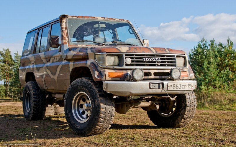 Camouflage-painted Toyota Land Cruiser