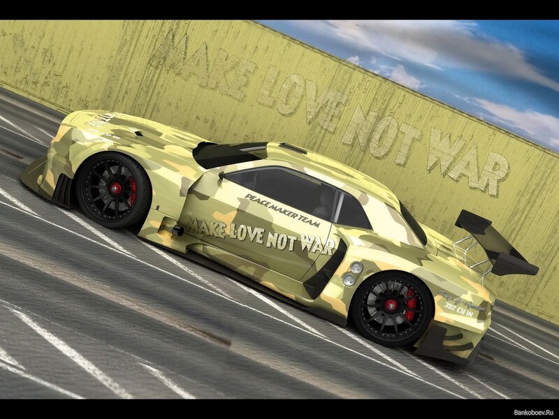 camouflage race car on track
