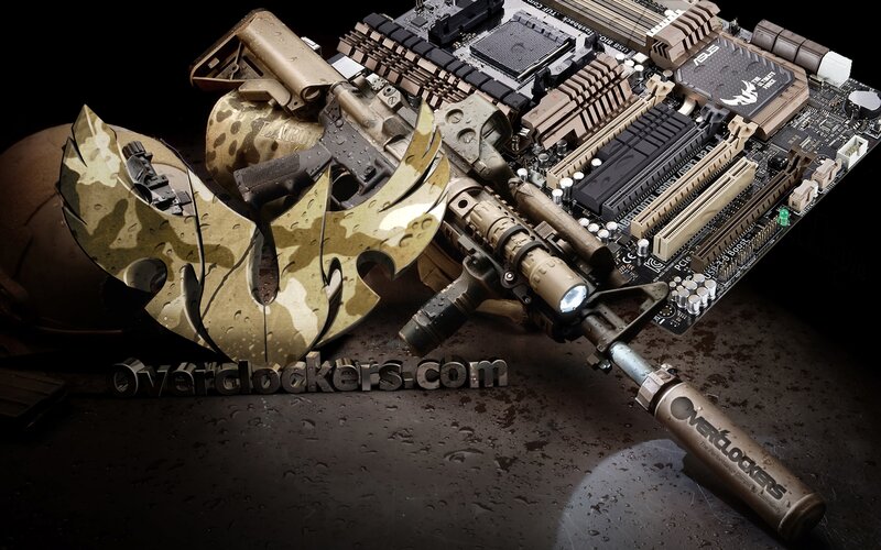 Camouflage Rifle on Motherboard
