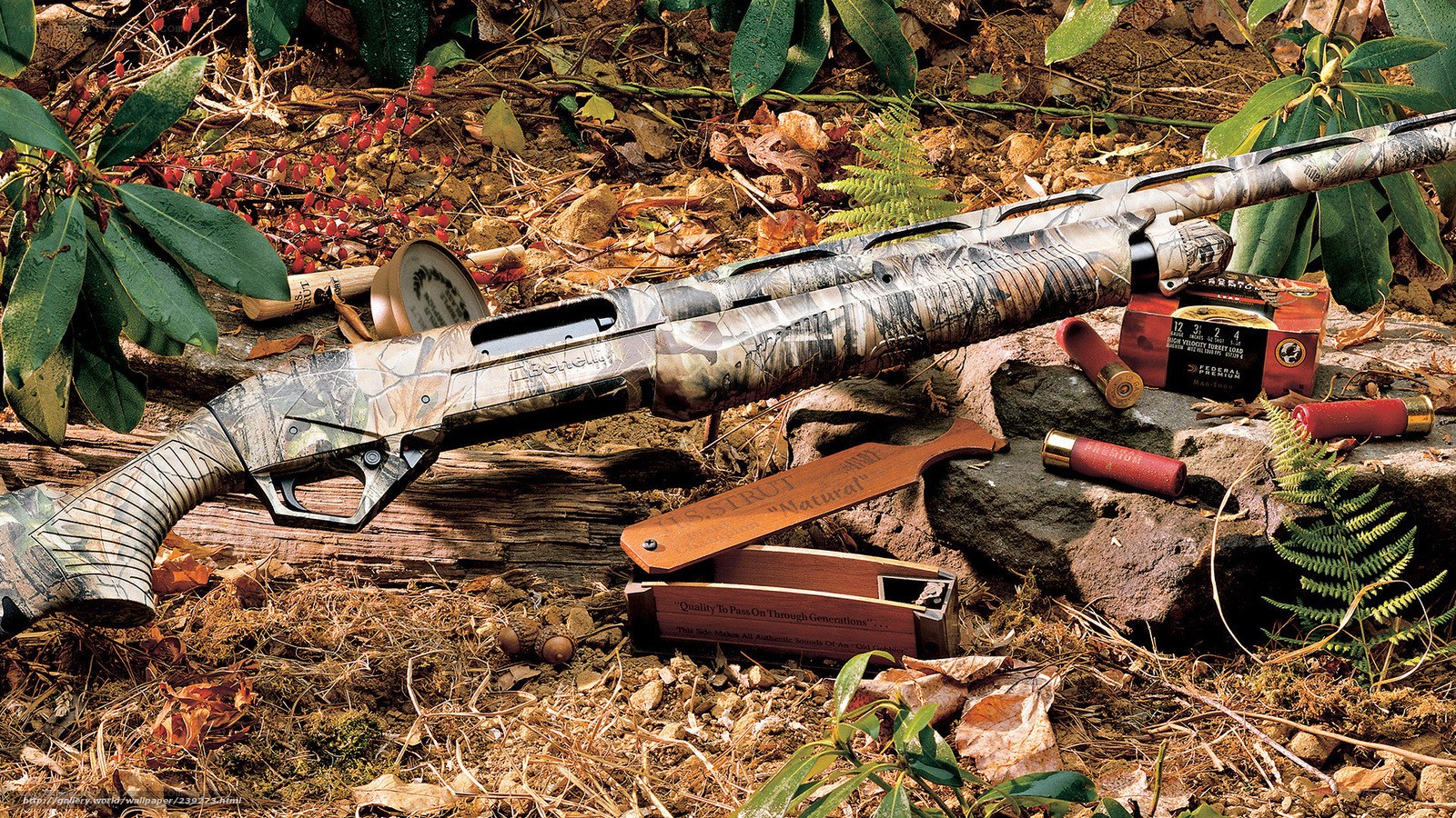 camouflage shotgun in forest