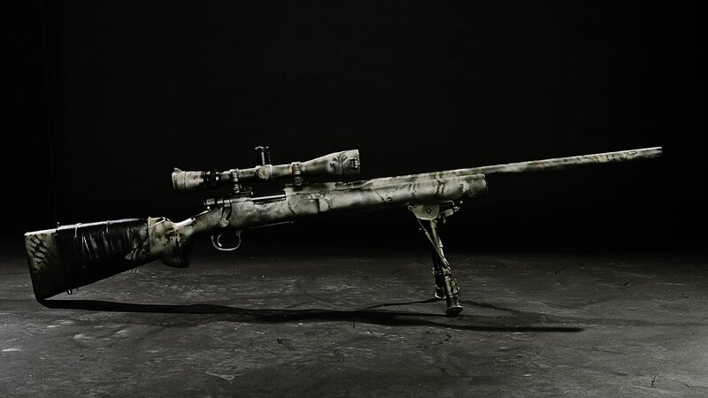 Camouflage Sniper Rifle — Black, Dramatic