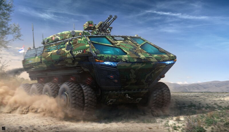 Camouflaged Armored Vehicle — Green, Dynamic