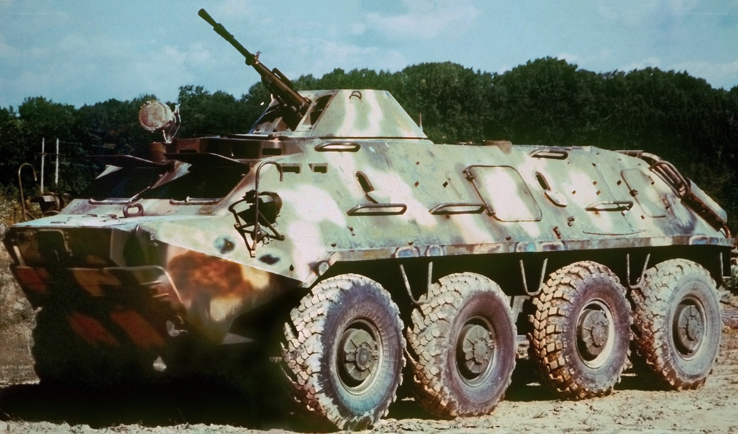 Camouflaged armored vehicle