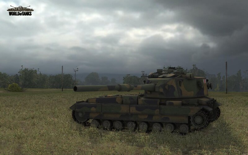 Camouflaged Tank — Green, Overcast, 3d Render, Field