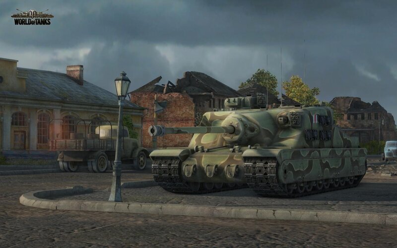Camouflaged Tank in Town — Green