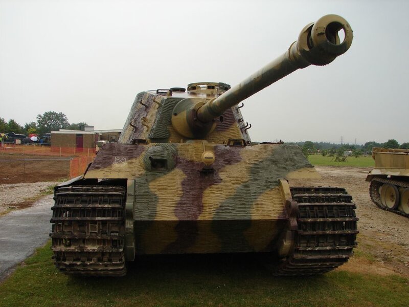 Camouflaged tank on display